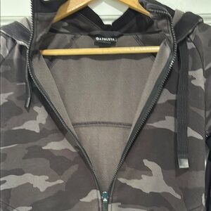 Athleta Camouflage Zip-Up Sweater - Black and Gray